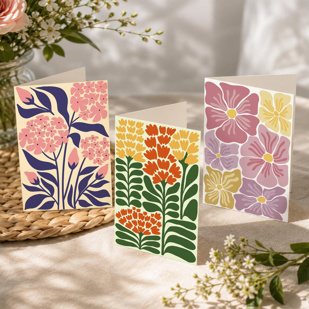 Ogeby 24 Pack Floral Greeting Card with Envelopes & Stickers, Boxed Floral Blank Note Cards Set for All Occasions, 12 Assorted Designs, 4x6 Inch, Blank Inside