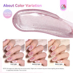 SAVILAND One-Step Gel Nail Polish in Lilac Haze shows color variations in different lighting. Verified by CuratCart.