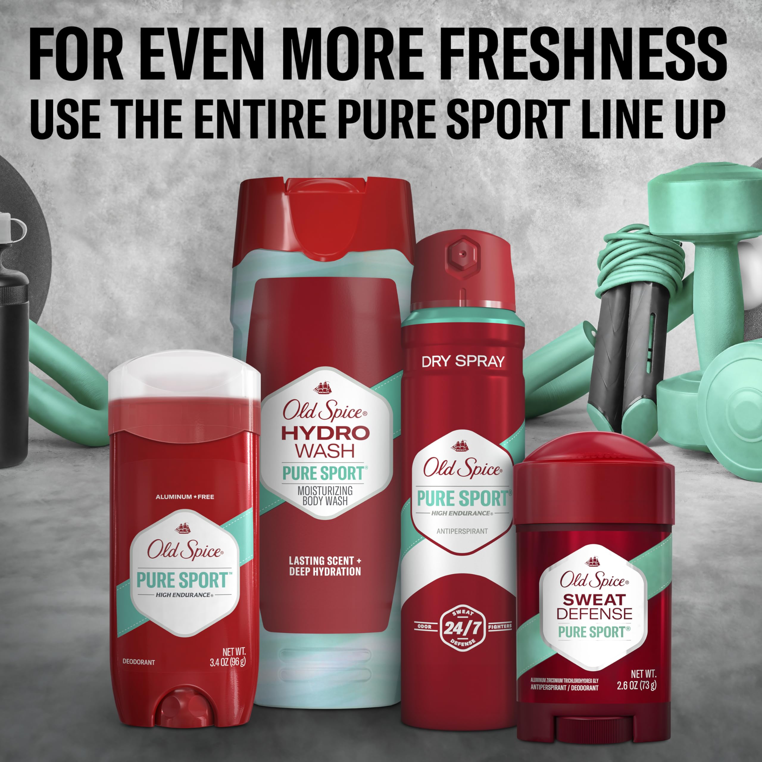 Old Spice Moisturizing Body Wash for Men, Hydro Wash, 2-in-1 Long Lasting Scent & Powerful Hydration to Fight Dry Skin, 24/7 Shower Fresh, Pure Sport Scent, 16 oz (Pack of 4)