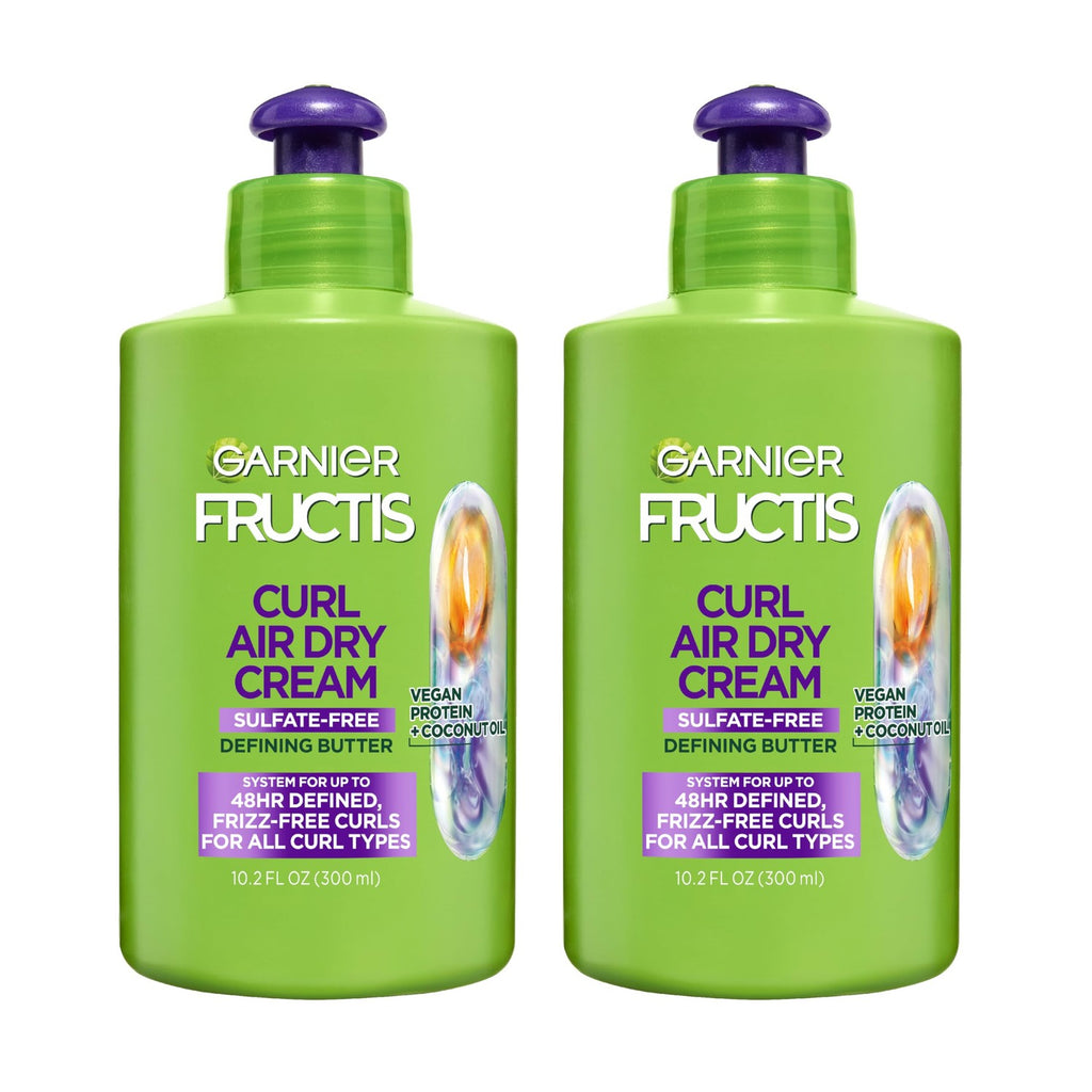 Garnier Fructis Curl Nourish Air Dry Cream XL Leave In Conditioner, Sulfate-Free Curl Defining Cream For Moisture and Frizz Control Waves, Curls, and Coils, Value Size, 16.9 Fl Oz