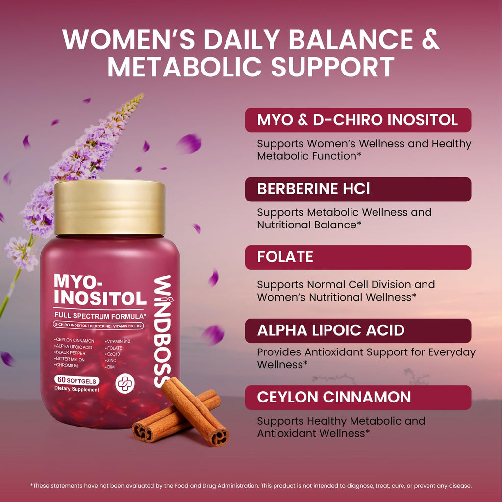 Myo Inositol & Cortisol Supplements for Women, Dual Formula, 120 Softgels