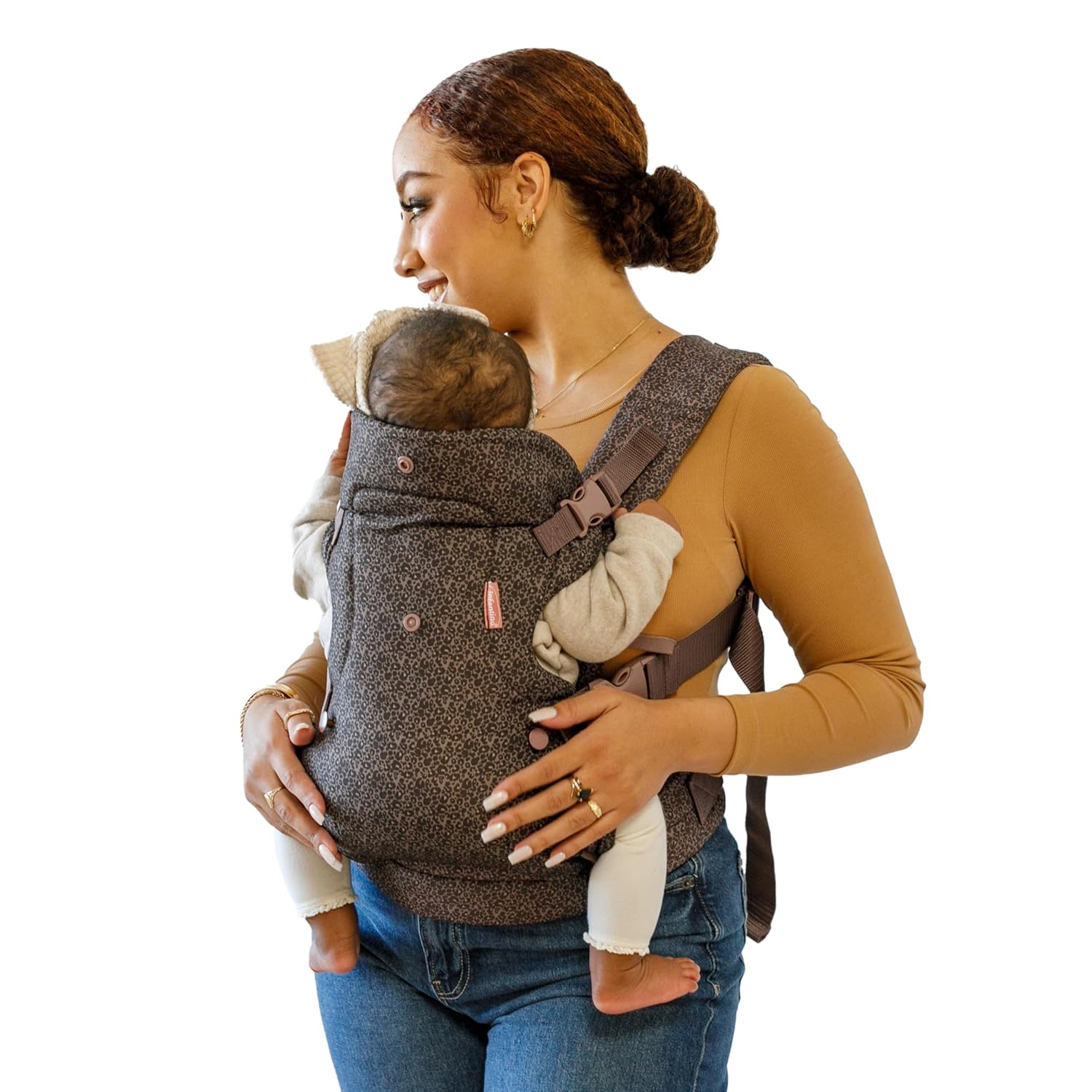 Buy now Infantino Flip 4-in-1 Convertible Baby Carrier, Adjustable, Ergonomic Babywearing, Registry Essential, Baby Carrier for Newborn to Toddler, Gray Leopard at indiglob india