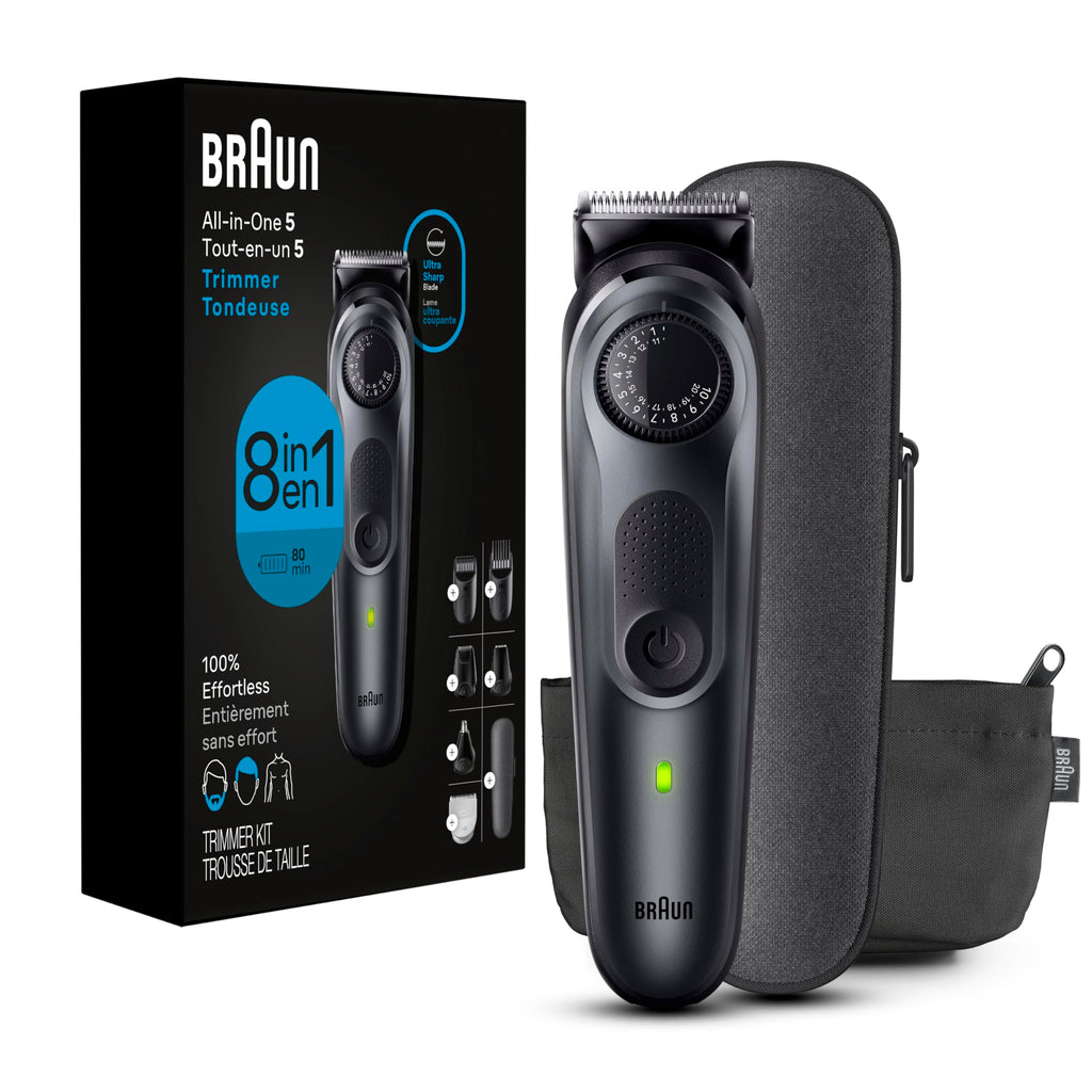 Braun All-in-One Style Kit Series 5 5471, 8-in-1 Trimmer for Men with Beard Trimmer, Body Trimmer for Manscaping, Hair Clippers & More, Ultra-Sharp Blade, 40 Length Settings, Waterproof