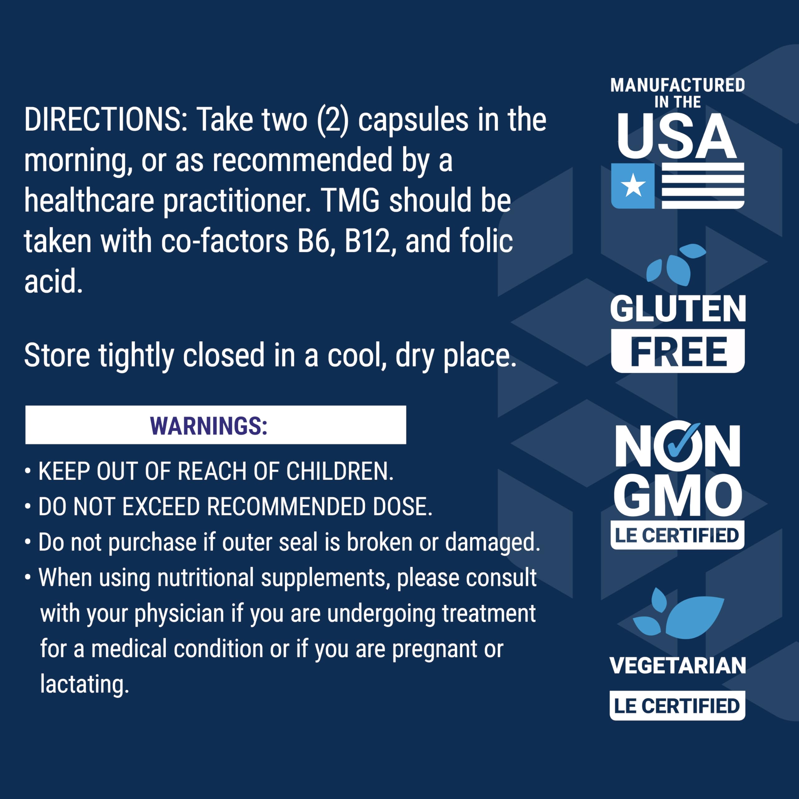 Life Extension TMG, trimethylglycine, Encourages Healthy homocysteine Levels, Non-GMO, Gluten-Free, Vegetarian, 60 Capsules | Trimethylglycine (TMG) Helps Maintain Already Normal Homocysteine Levels, Non-GMO, Gluten-Free & Vegetarian Capsules