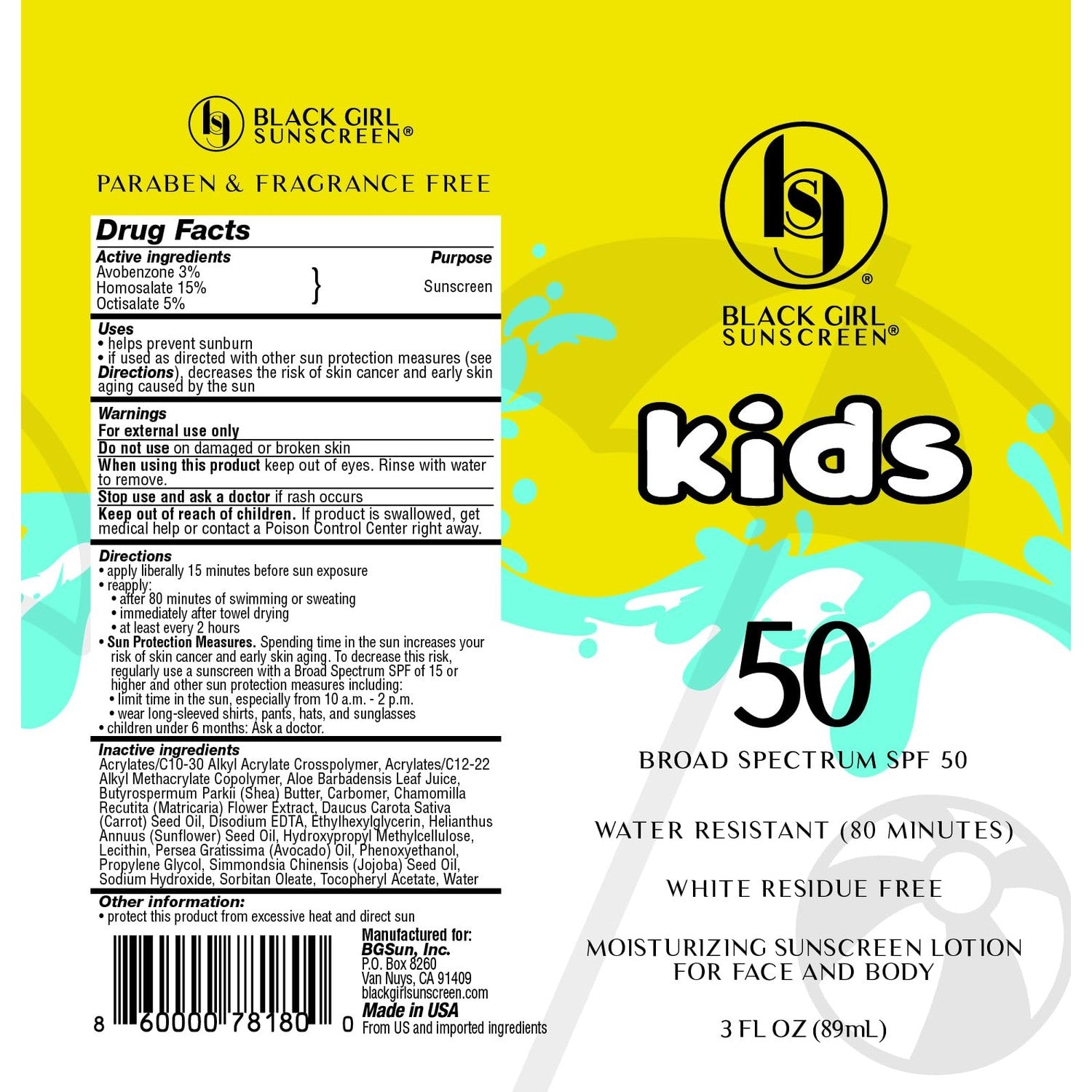 Black Girl Sunscreen Kids SPF 50 Lotion for Face & Body - 6 Fl Oz