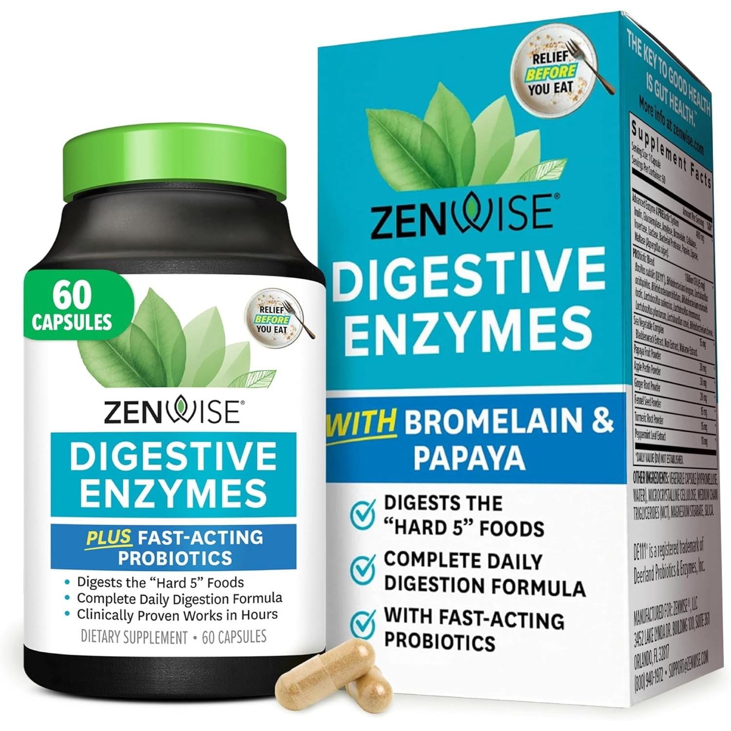 Buy now Zenwise Health Digestive Enzymes for Gut Health & Bloating Relief - Multi Enzymes Digestion Supplement with Probiotics, Bromelain & Papaya for Digestive Health Support - Men & Women - 180 Count 60 Count (Pack of 1) at indiglob india