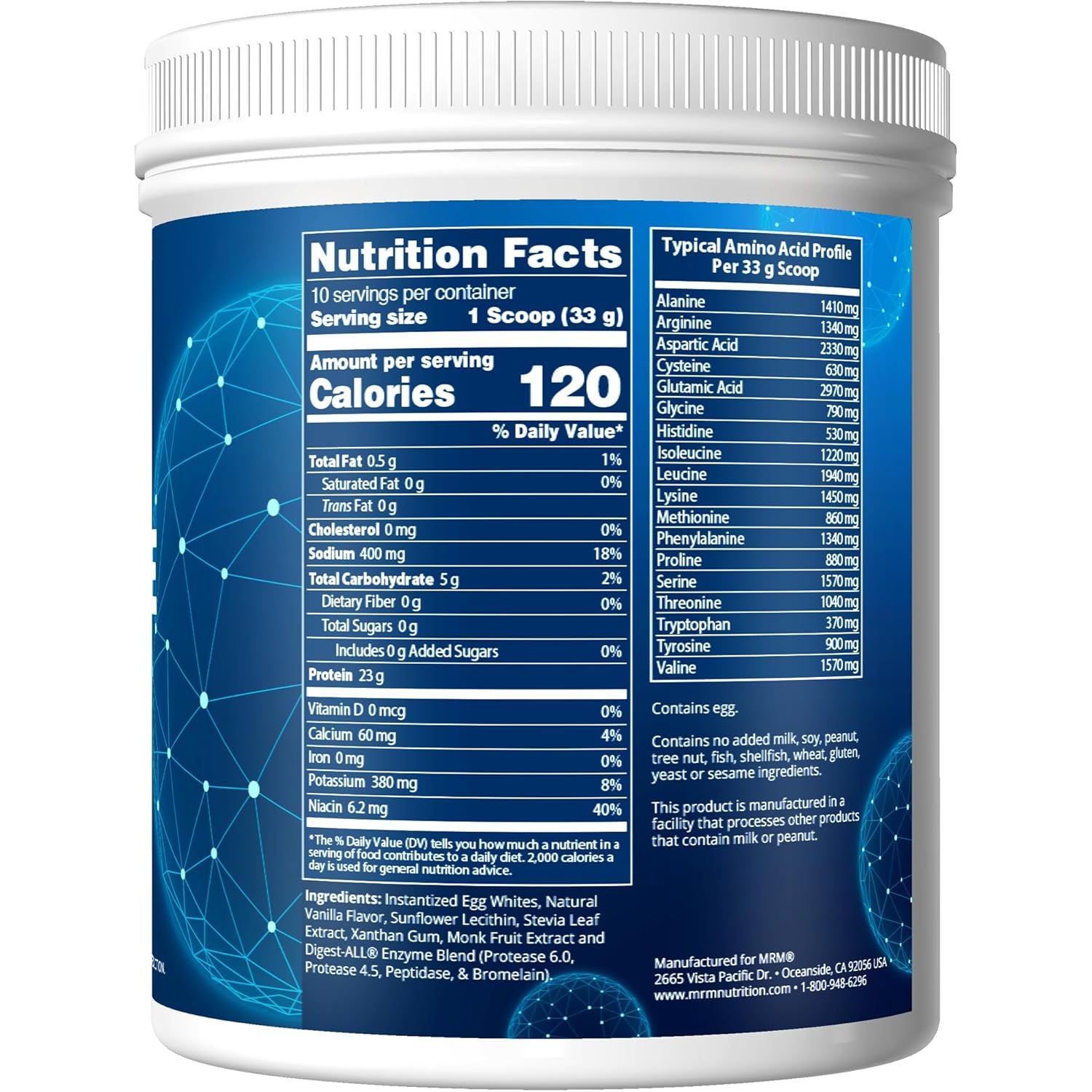 Buy now MRM Nutrition Egg White Protein | Vanilla Flavored | 23g Fat-Free Protein | with Digestive enzymes | Highest Biological Value | Clinically Tested | 10 Servings at indiglob india