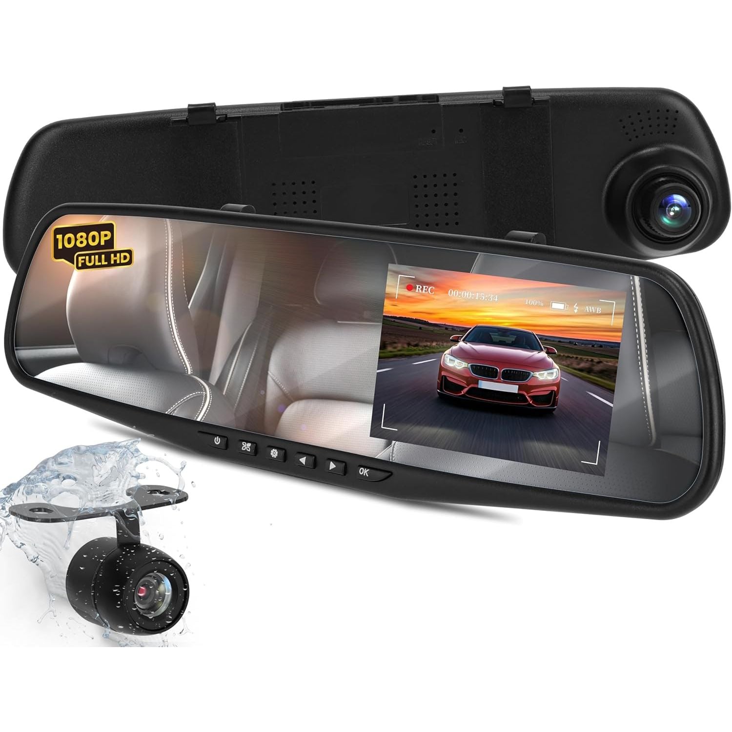 Buy now Pyle Dash Cam Front and Rear - HD 720p Dual Camera Car Video System with Rearview Mirror Attachment, Waterproof Backup Cam, 4.5’’ Display, G-Sensor, DVR Recording, Easy Plug-and-Play Setup Rear View Recorder at indiglob india