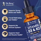 Dr. Berg Maximum Strength Vitamin D3 K2 Liquid Drops with MCT Oil – 5,000 IU Liquid Vitamin D3 with K2 – Supports Strong Bones, Heart, Energy, Immunity, and Overall Vitality* - Unflavored 1 Fl Oz