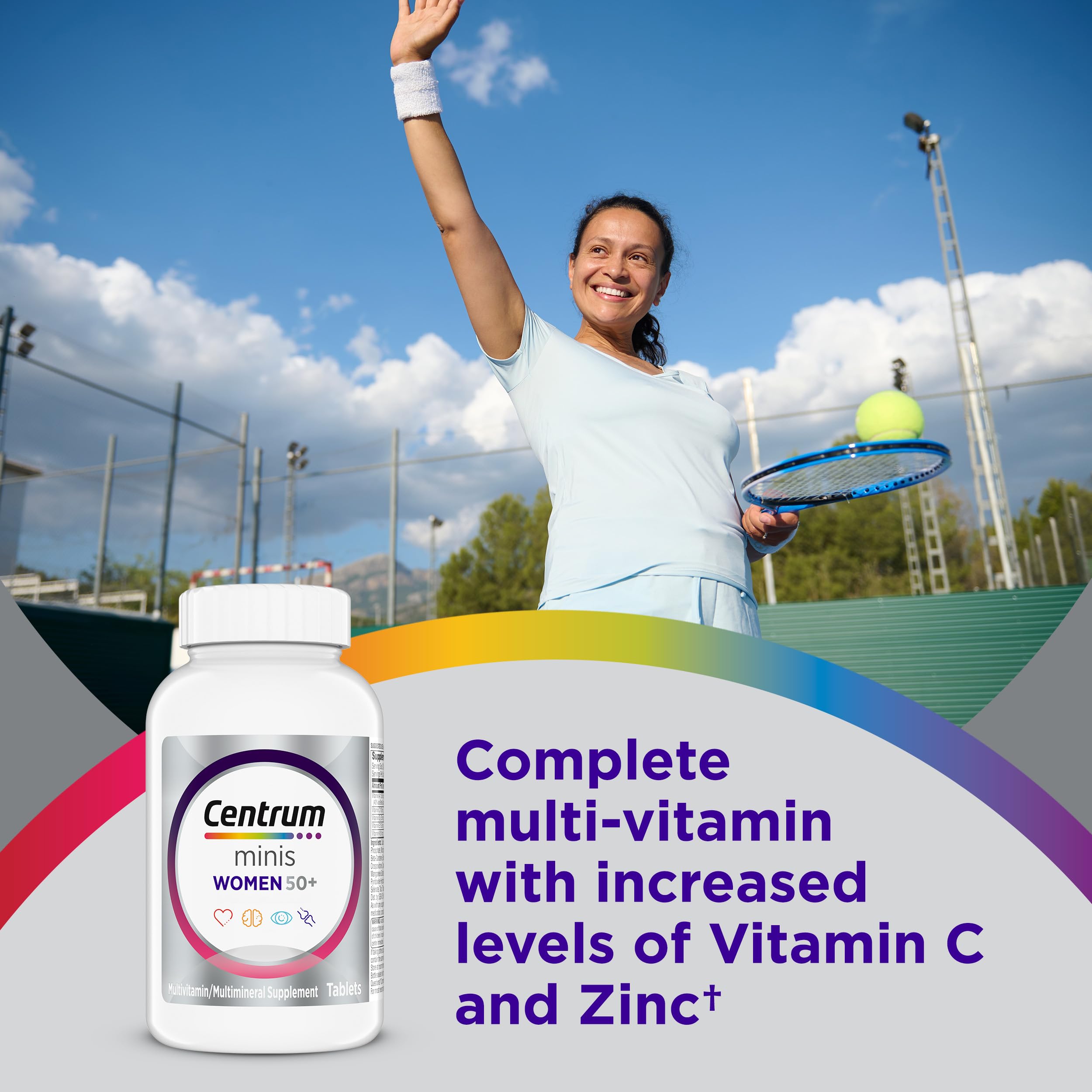 Centrum Minis Silver Women's Multivitamin, Women 50 and Over, 280 Tablets | Contains Vitamin D3, B Vitamins, Calcium, and Antioxidants, Non-GMO Ingredients, Supports Memory and Cognition, GLP-1 Support