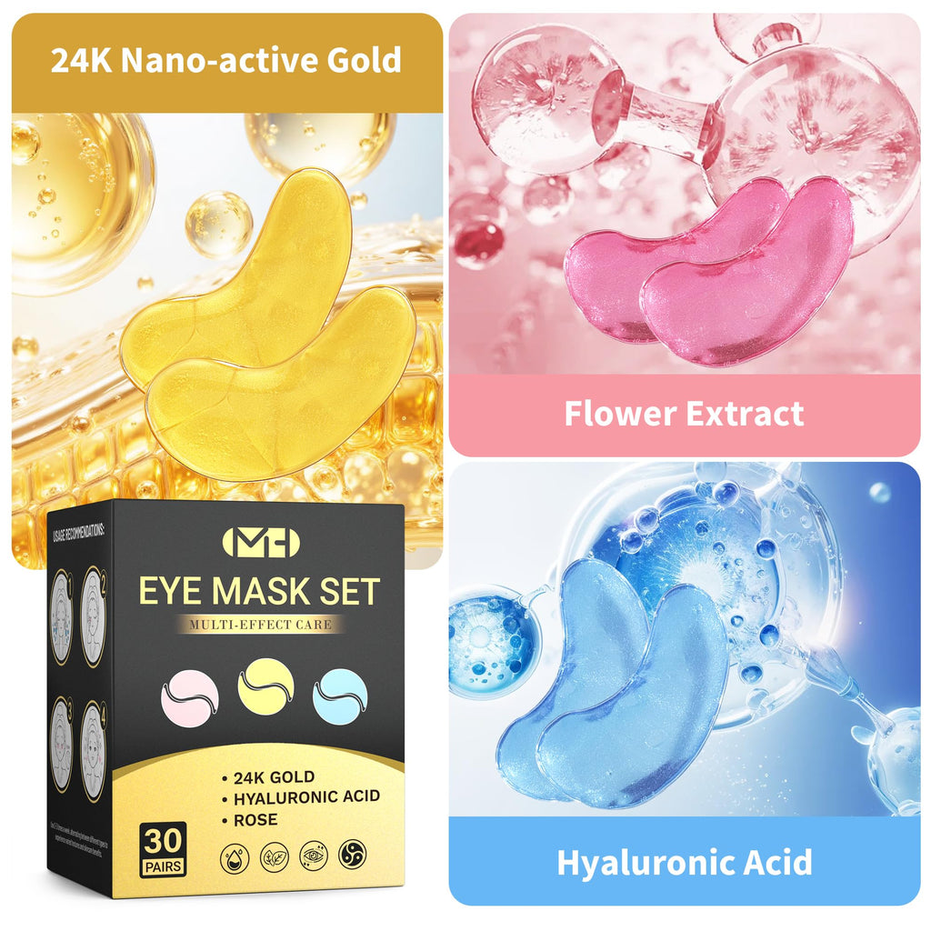 Under Eye Patches 30 Pairs, Eye Masks for Dark Circles Puffy Eyes
