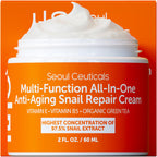 SeoulCeuticals 97.5% Snail Mucin Korean Face Moisturizer Day & Night Cream | 2oz Anti Wrinkle Anti Aging Repair, Natural Organic Cruelty Free Skin Care, K Beauty Facial Skincare for Oily Normal Dry Skin