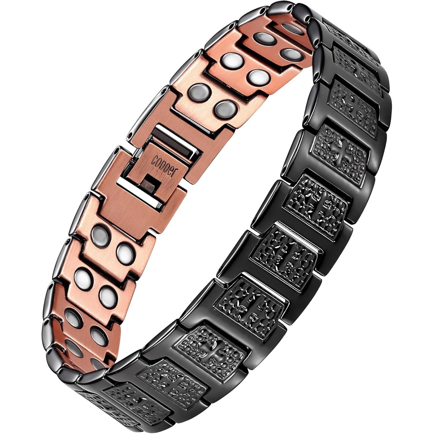 Buy now Jecanori Pure Copper Bracelet for Men, Ultra Strength Magnetic Cross Bracelets for Men, Mens Copper Cross Bracelet, Jewelry Gift with Sizing Tool Black at indiglob india