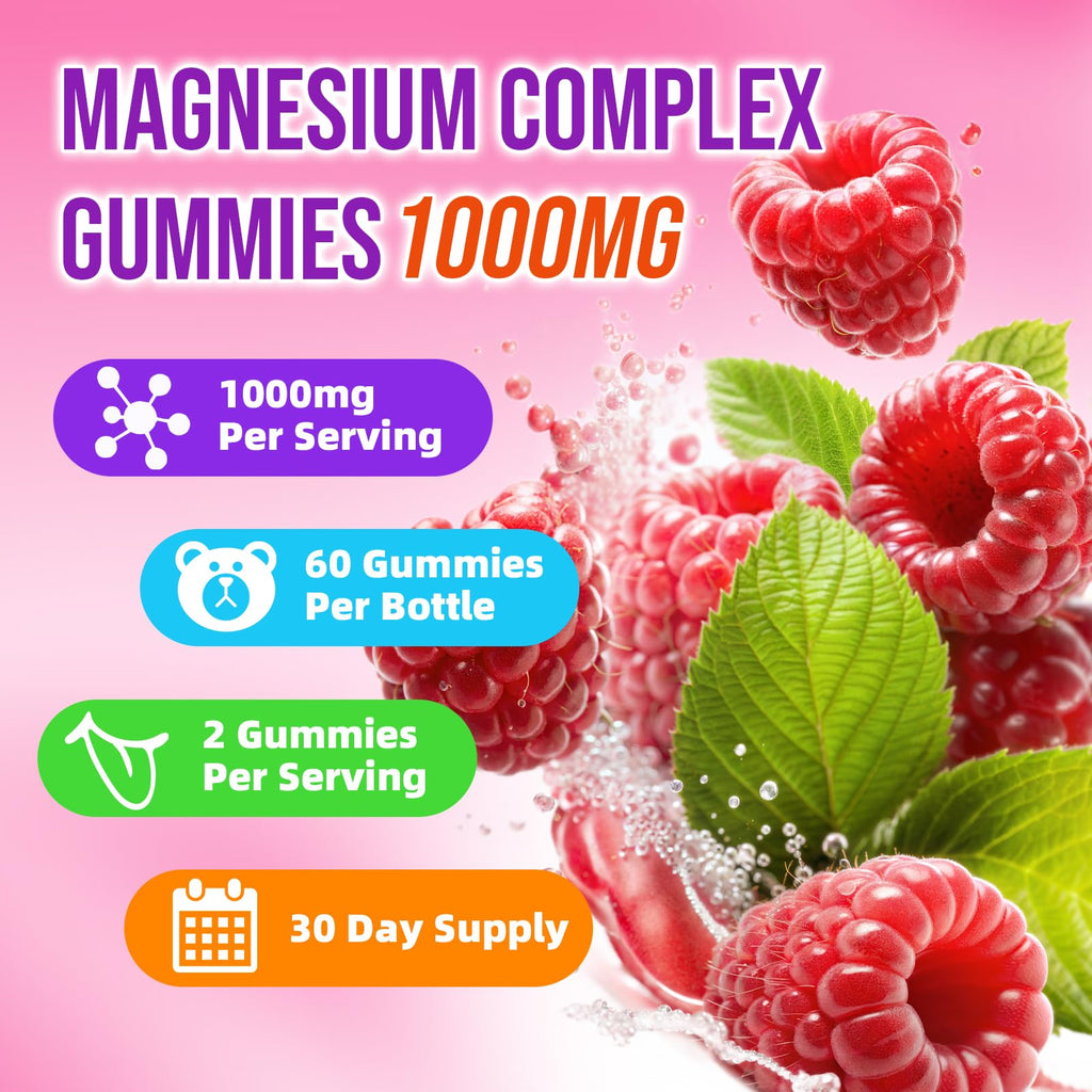 Magnesium Complex Gummies – with 12 Forms of Magnesium Plus Vitamins B6, B12 & C. Vegan Strawberry Gummies to Support Mood, for Adults, 60 Count
