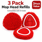 3 Pack Spin Mop Replacement Heads Compatible with O-Cedar EasyWring, Chenille Microfiber Mop Refills, Washable & Reusable Mop Head for Hardwood, Tile, Laminate and Marble Floors, Red