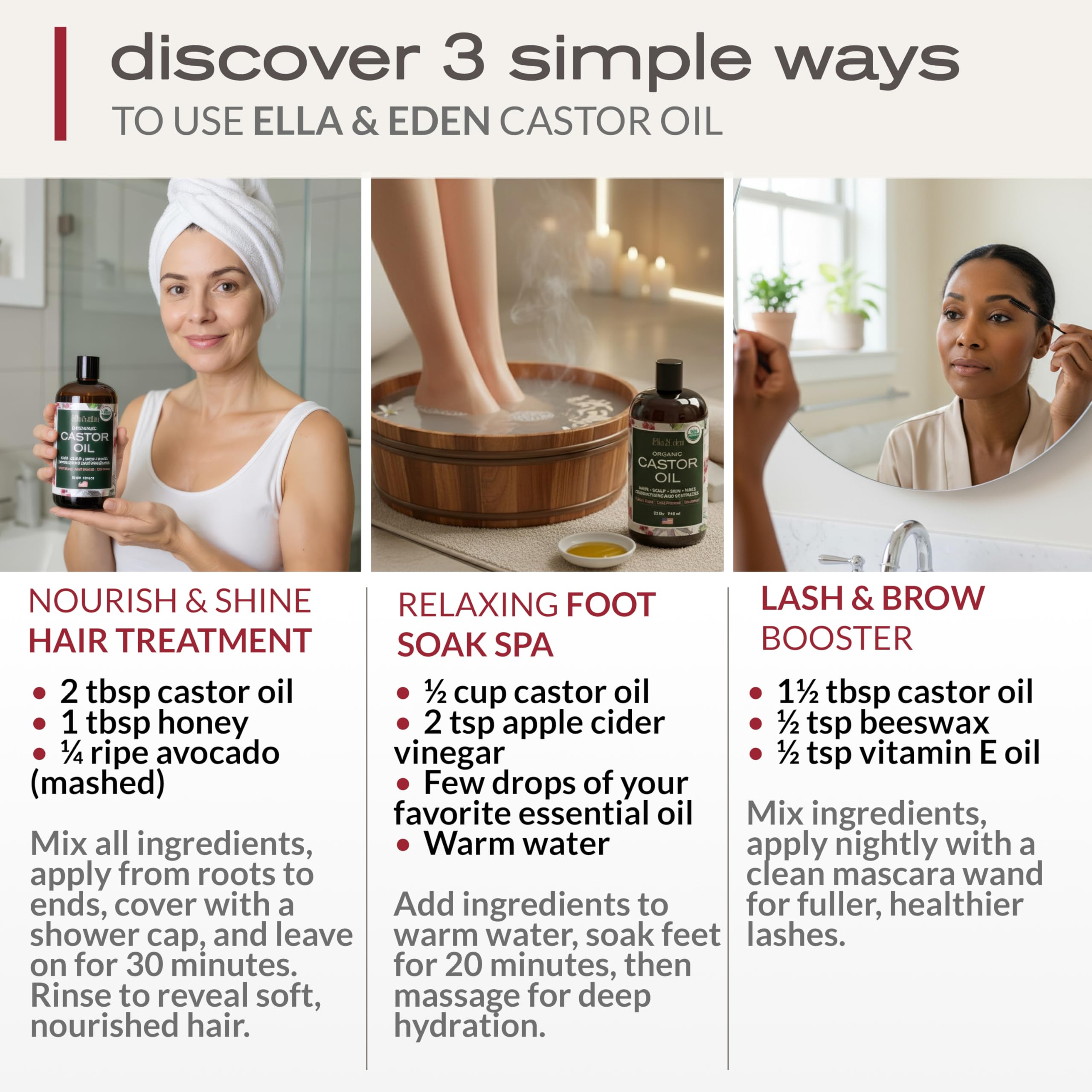 USDA Organic Castor Oil, 100% Pure Cold-Pressed Hexane-Free, 16 Oz | For Hair Growth, Stomach, Fuller Lashes & Brows, Skin Nourishment – Ricinoleic Fatty Acids, Unrefined, Glass Bottle with Pump