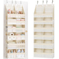 Criusia Over the Door Organizer, Extra Large 12 Compartments Closet Hanging Storage with 14 Mesh Pockets, 85lbs Capacity Behind the Door Storage for Baby Nursery, Bathroom, Bedroom, and Dorm, Beige