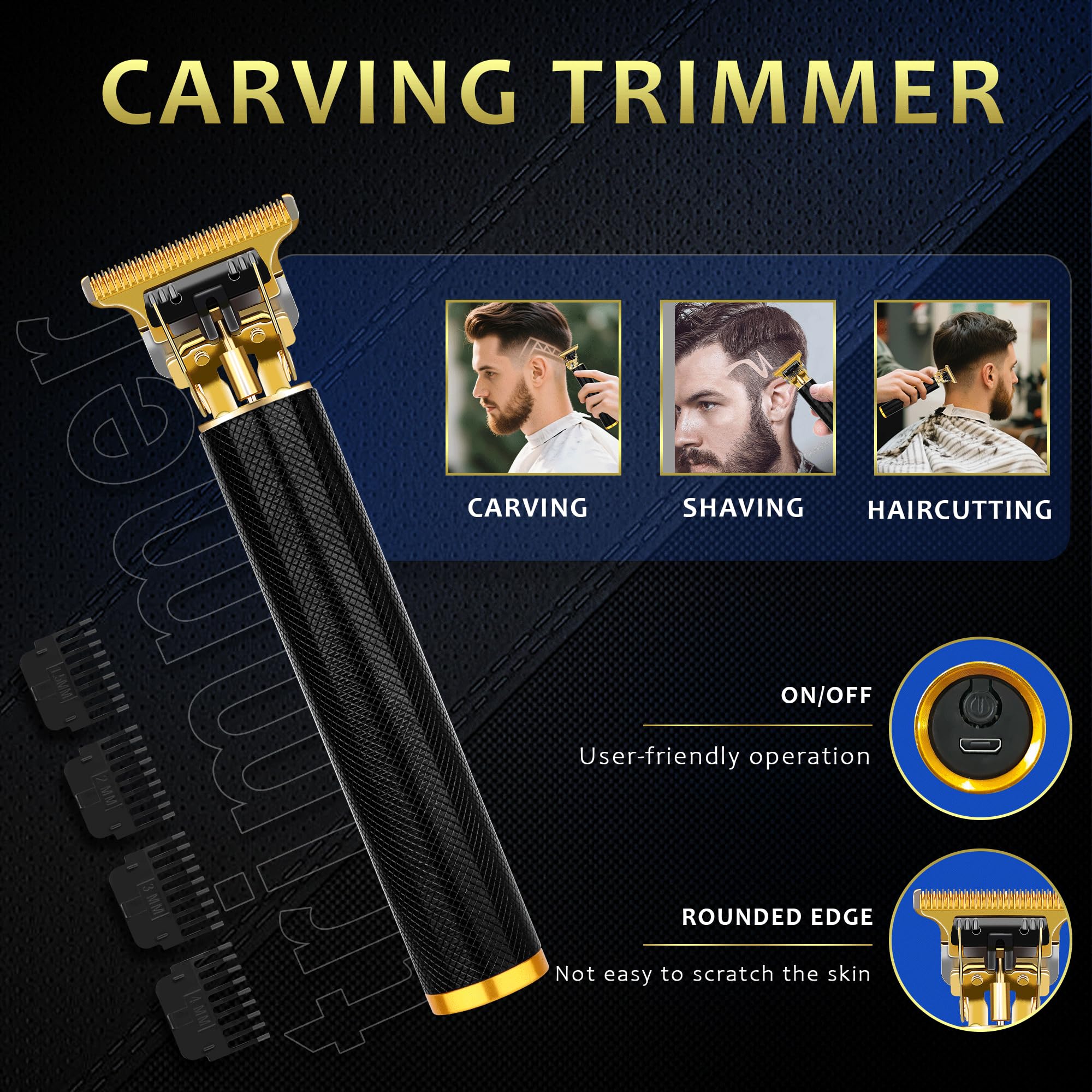 Hair Clippers for Men with LED Display, 4-Piece Cordless Grooming Kit with Hair Clipper, Beard Trimmer, Foil Shaver & Nose Trimmer, Complete Set for Home Barber