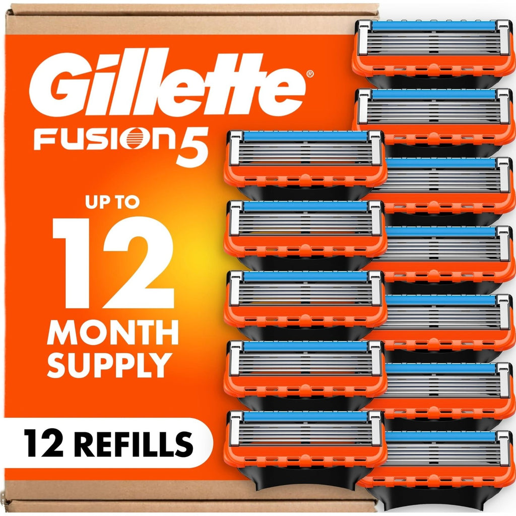 Gillette Fusion5 Mens Razor Blade Refills, 12 Count, Lubrastrip for a More Comfortable Shave