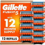 Gillette Fusion5 Mens Razor Blade Refills, 12 Count, Lubrastrip for a More Comfortable Shave