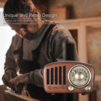 Buy now Vintage Greadio Walnut Wood Bluetooth Speaker Radio - Retro Style, Bass Enhancement, Loud Volume, Bluetooth 5.0, MP3 & FM Radio at indiglob india