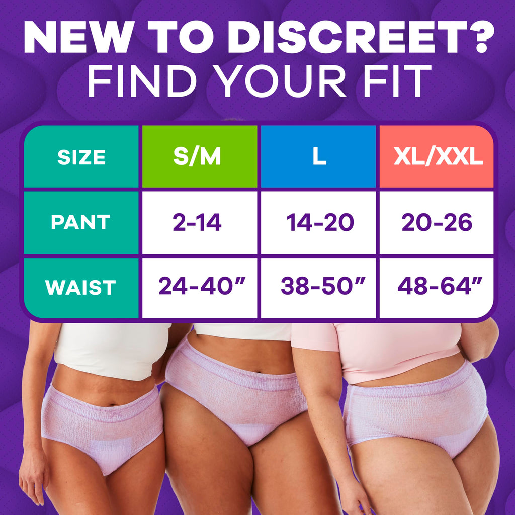 Always Discreet MaxiProtect Adult Diapers for Women, Incontinence Underwear, Scented, Postpartum Essentials, Bladder Leak Protection, Disposable Briefs, Maximum Plus Absorbency, Size XL/XXL, 12 Count