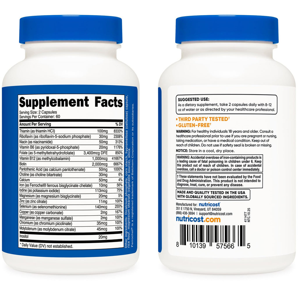 Nutricost Methylated Vitamin B Complex 120 Capsules, 60 Servings