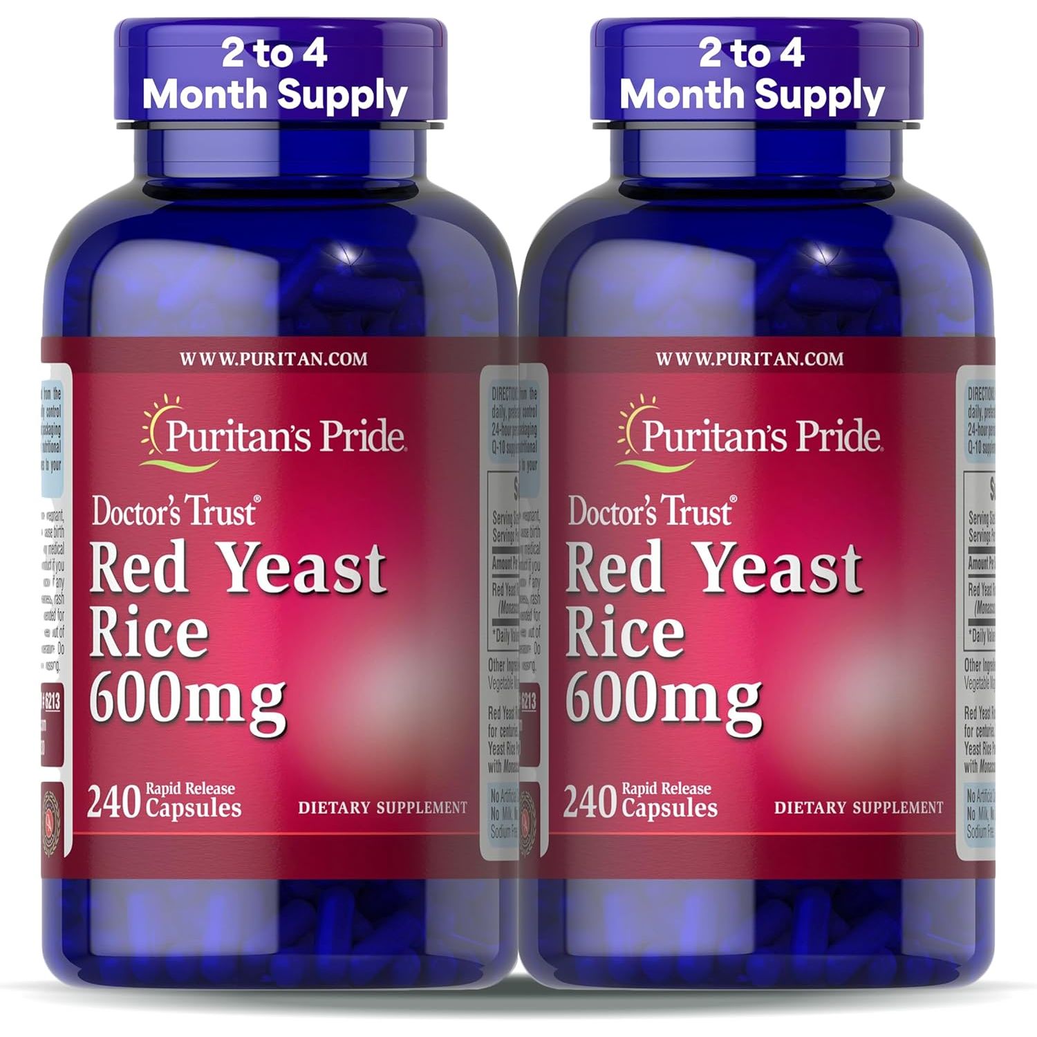 Buy now Puritan's Pride Doctors TrustÂ® Red Yeast Rice 600mg, Dietary Supplement, 240 Rapid Release Capsules 240 Count (Pack of 2) at indiglob india