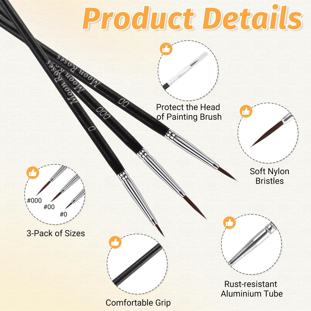 Moon Roses 30 Pcs Miniature Detail Paint Brush Set