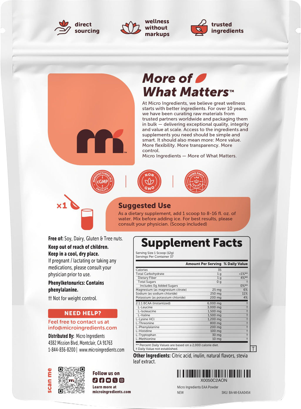 EAA + BCAA Powder | All 9 Essential Amino Acids + Electrolytes, Watermelon