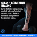 Saniderm - Tattoo Aftercare Bandage 10 Sheets - 4 x 4 Inch Small Pack | Contains Waterproof, Sterile, Latex-Free Bandage Sheets and Medical-Grade Tattoo Aftercare Film for Fresh Ink Protection.