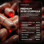 Men Supplements 20 in 1 - Male Supplements with Tongkat Ali, Black Maca Root for Men, Zinc, Vitamin B12, Astragalus for Normal Energy Support - 90 Vegan Caps