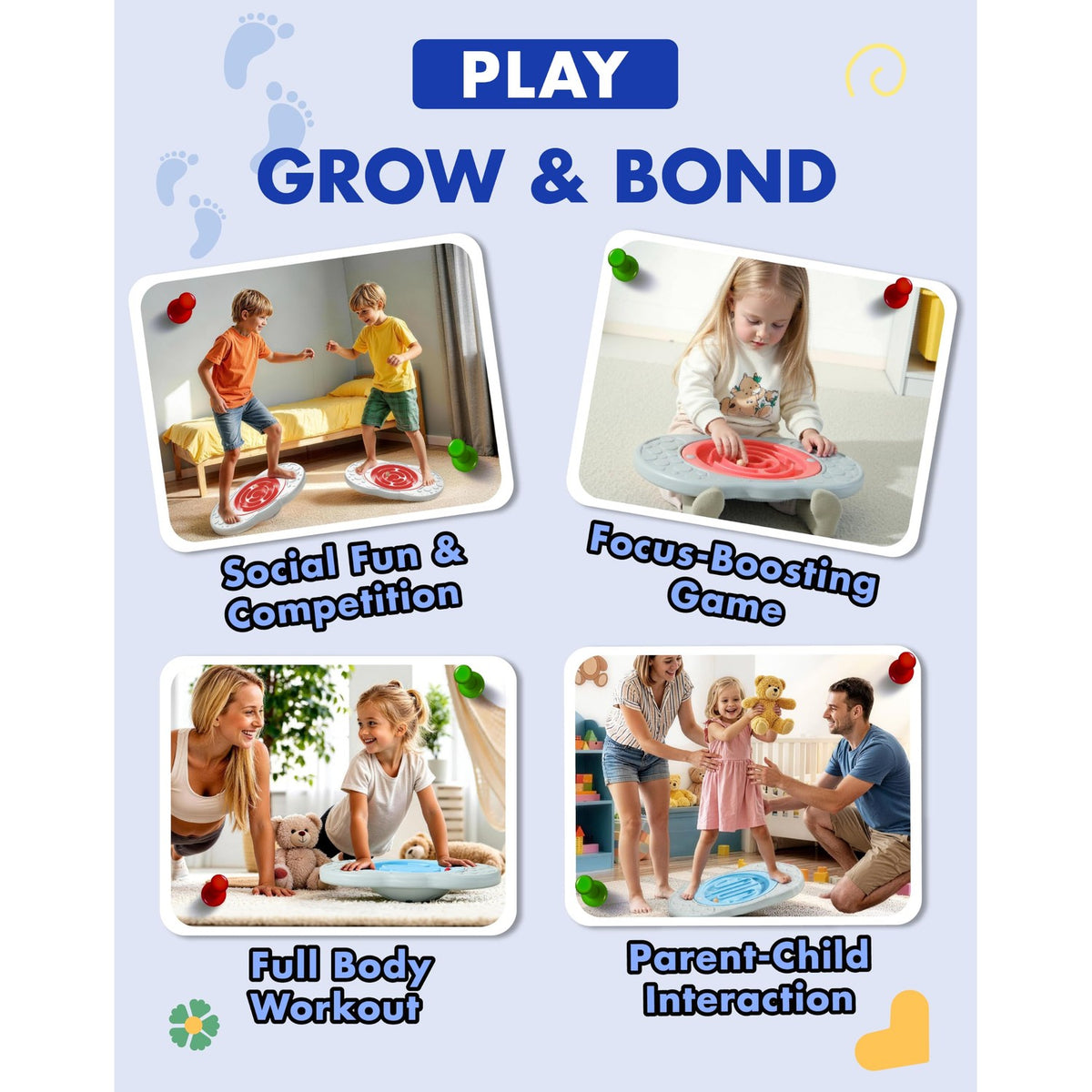 Kids Maze Balance Board with Bag, 2-in-1 Sensory Training Toy, Ages 3-12