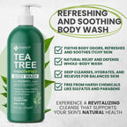 KESMEDIK Tea Tree Body Wash MaxTherapy with 100% Tea Tree Oil for Skin, Eucalyptus & Aloe Vera | Purifying Body Soap, Soothes & Refreshes Sensitive, Itchy Skin, Men & Women, 16 Fl Oz (Pack of 2)