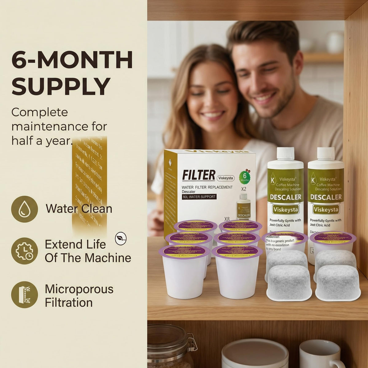 2 Descalers+4 Filters & 8 Cleaning Pods for Keurig Coffee Makers