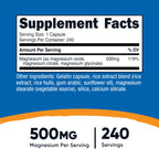 Nutricost Magnesium Complex Extra Strength 500mg, 240 Capsules, Gluten Free | Magnesium Oxide, Citrate, and Glycinate, GMO-Free