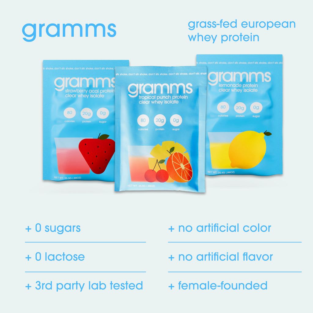 GRAMMS Clear Protein Packets 20G Protein Sample Packets Variety Flavors