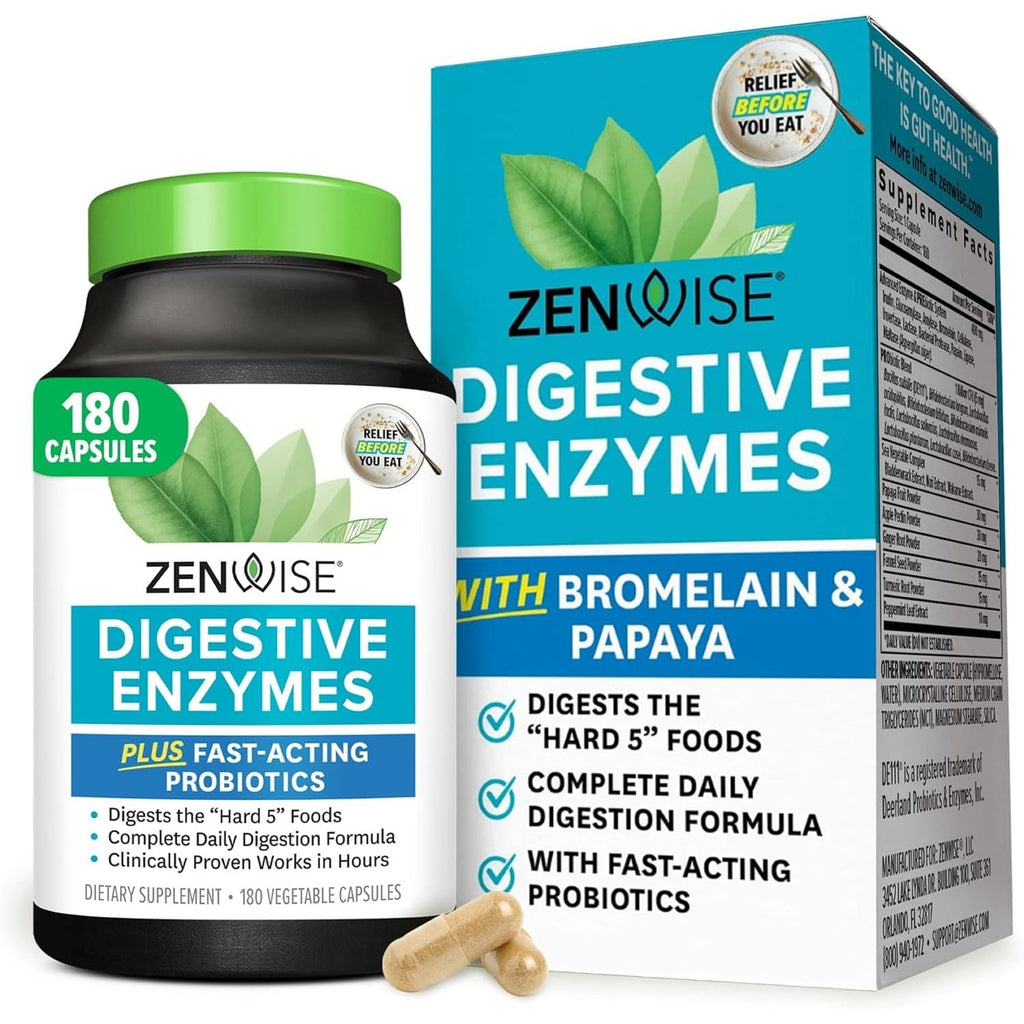 Buy now Zenwise Health Digestive Enzymes for Gut Health & Bloating Relief - Multi Enzymes Digestion Supplement with Probiotics, Bromelain & Papaya for Digestive Health Support - Men & Women - 180 Count 180 Count (Pack of 1) at indiglob india