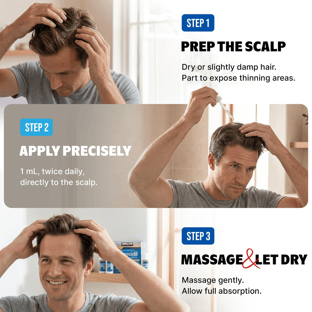 Minoxidil Liquid Extra Strength Hair Regrowth Treatment for Men, 5% Topical Solution, 6 Months Supply - Dropper Applicator and Bonus Free Instructional Guide Included