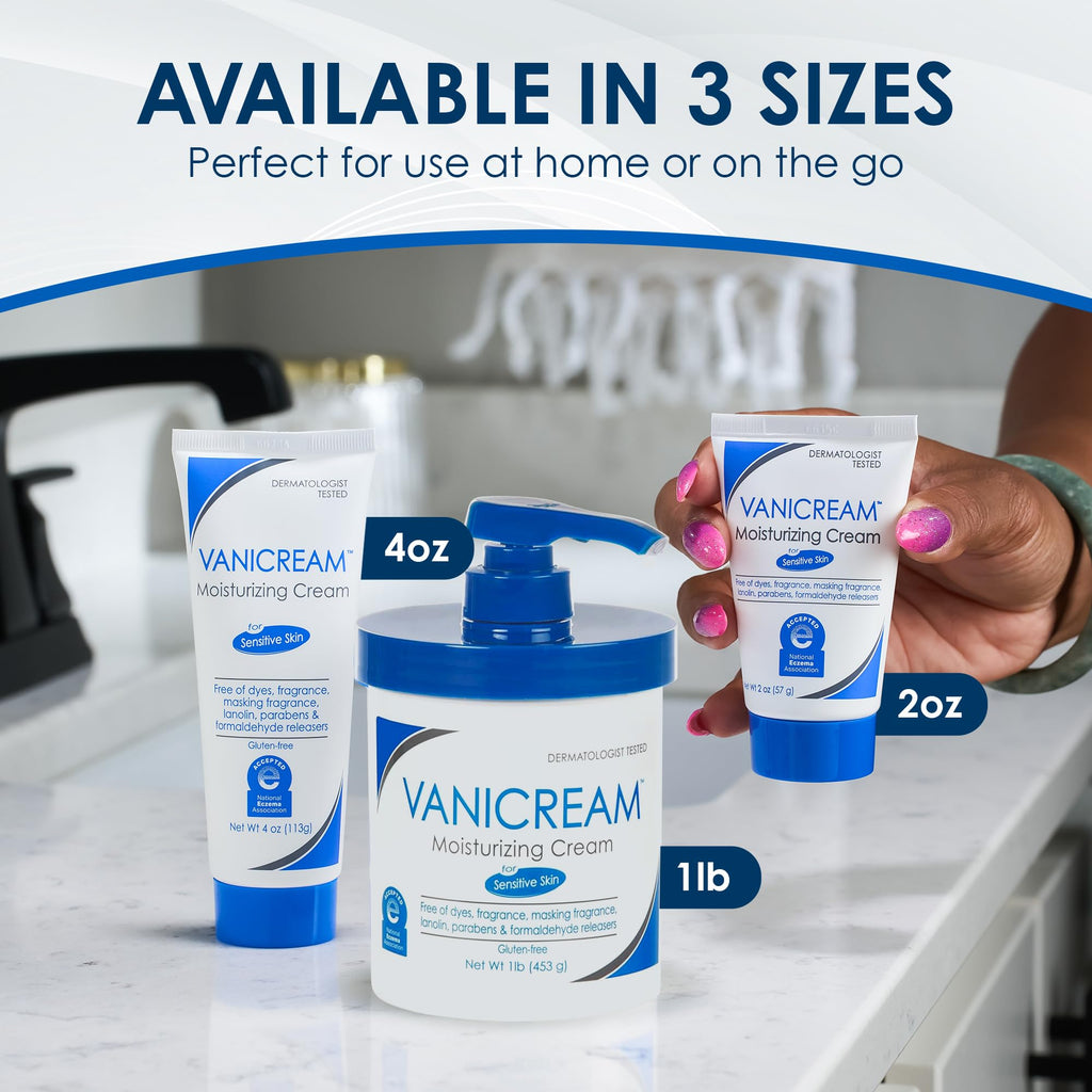 Vanicream Moisturizing Cream with Pump Dispenser, 16 Oz, Formulated without Common Irritants for Sensitive Skin, Body & Face Moisturizer, Restores Moisture & Soothes Irritated, Itchy Areas