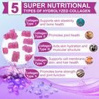 Nature's live Multi Collagen Peptides Gummies, Type I, II, III, V, X | Hydrolyzed Collagen Peptides Gummies, Supports Healthy Skin, Strong Nails & Thick Hair, Grape Blueberry Flavor, 2 Pack