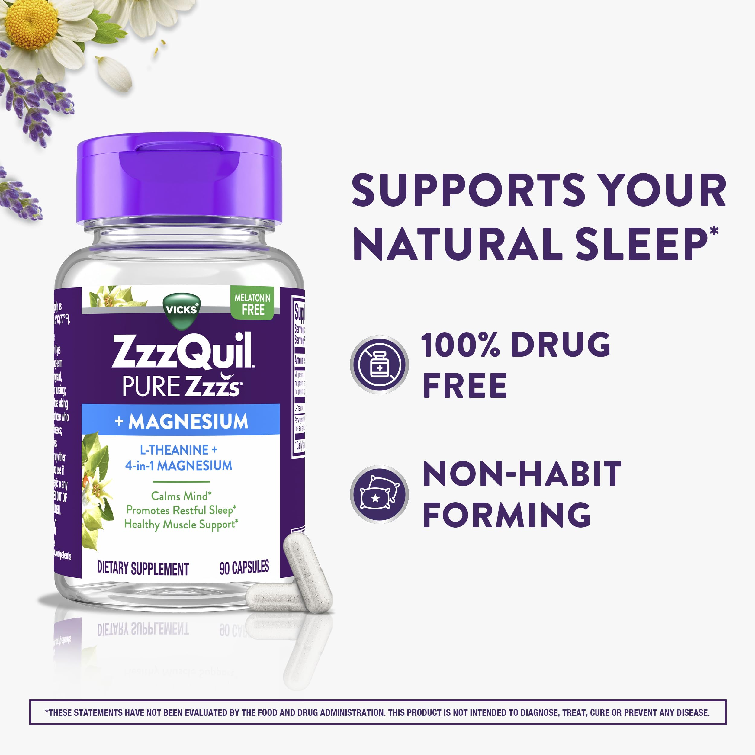Buy now ZzzQuil Pure Zzzs, +Magnesium Capsules, L-Theanine and Magnesium, Sleep Aid, 4-in-1 Magnesium: Citrate, Bisglycinate, Oxide, and Carbonate, Sleep Aids for Adults, 90 Sleep Capsules at indiglob india