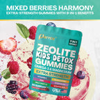 Zeolite Kids Detox Gummies, 9-in-1 Sugar-Free, Mixed Berry, 2 Pack | Extra Strength with Zeolite, Omega-3, Magnesium, Elderberry, Vitamin C, Milk Thistle, Vitamin D3, Zinc, B12