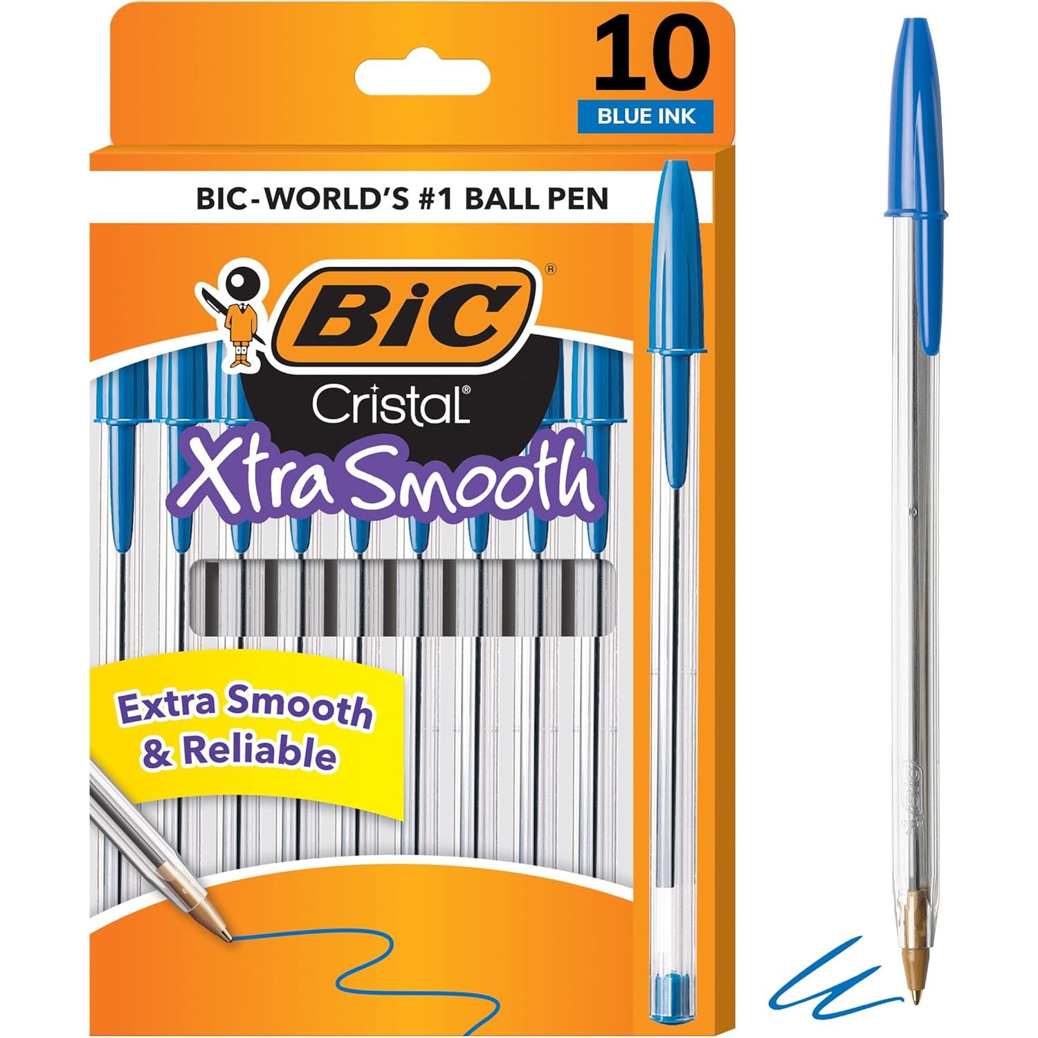 Buy now BIC Cristal Xtra Smooth Blue Ballpoint Pens, Medium Point (1.0mm), 24-Count Pack, Extra Smooth and Reliable Ballpoint Pens 10 Count (Pack of 1) Blue Ink Medium Point (1.0mm) at indiglob india
