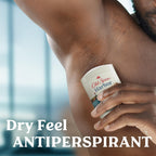 Old Spice Antiperspirant & Deodorant stick in use, promoting dry feel and fresh scent, featuring Harbor design.