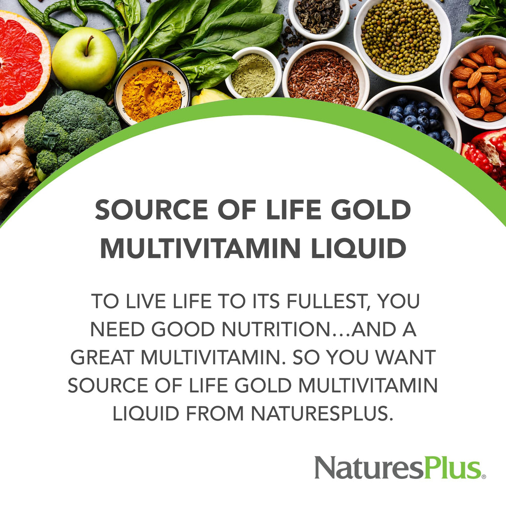 NaturesPlus Source of Life GOLD Multivitamin Liquid - 30 fl oz, Pack of 2 - Includes Vitamins D3, B12, K2 & Over 120 Whole Food Nutrients - 60 Total Servings