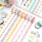 MOOKER 55 Rolls Holiday Washi Tape Set - Decorative Tape Seasonal Bohemian Colored Tape, Cute Washi Tapes for Journaling Supplies, Scrapbooking Supplies kit, Summer Scrapbook Supplies