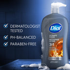 Dial Men 3in1 Body, Hair and Face Wash, Ultimate Clean, 32 Fl Oz