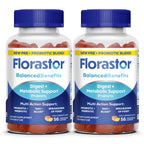 Florastor Prebiotic and Probiotic Gummies with Vitamin B12, 56 Gummies | Digestive and Metabolic Support Blend for Multi-Action Care, Probiotic Gummies for Women and Men