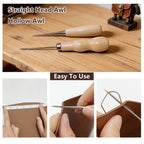 Leather Sewing & Upholstery Repair Kit with 2 Awls, Needles & Waxed Thread